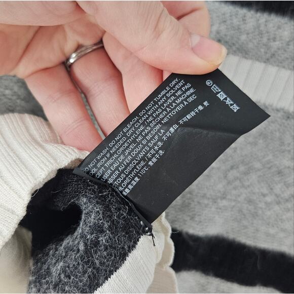 Theory Racking Stripe Silk Cotton Double Knit Cropped Sweater M - Picture 8 of 10